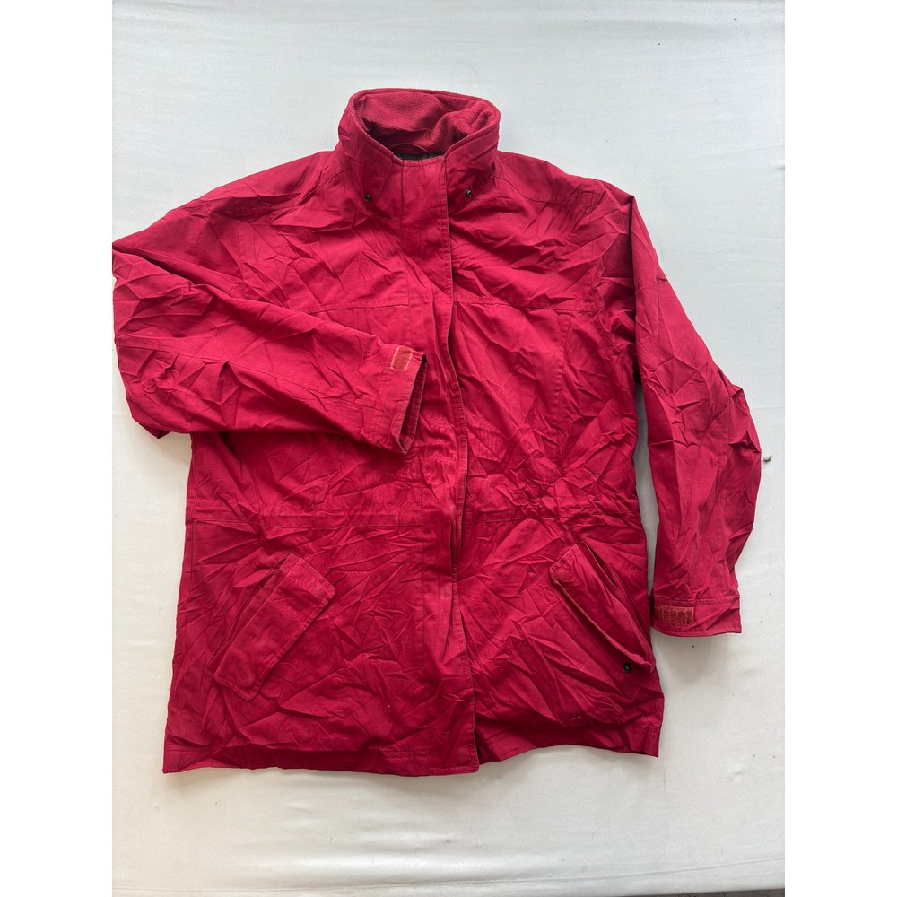 Pacific Trail Outdoor Wear Womens Red Utility Jacket Fleece Collar Plaid Lined L